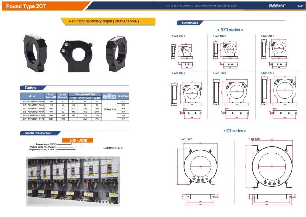 Biến Dòng Thứ Tự Không ZCT Deesys - ZR-200